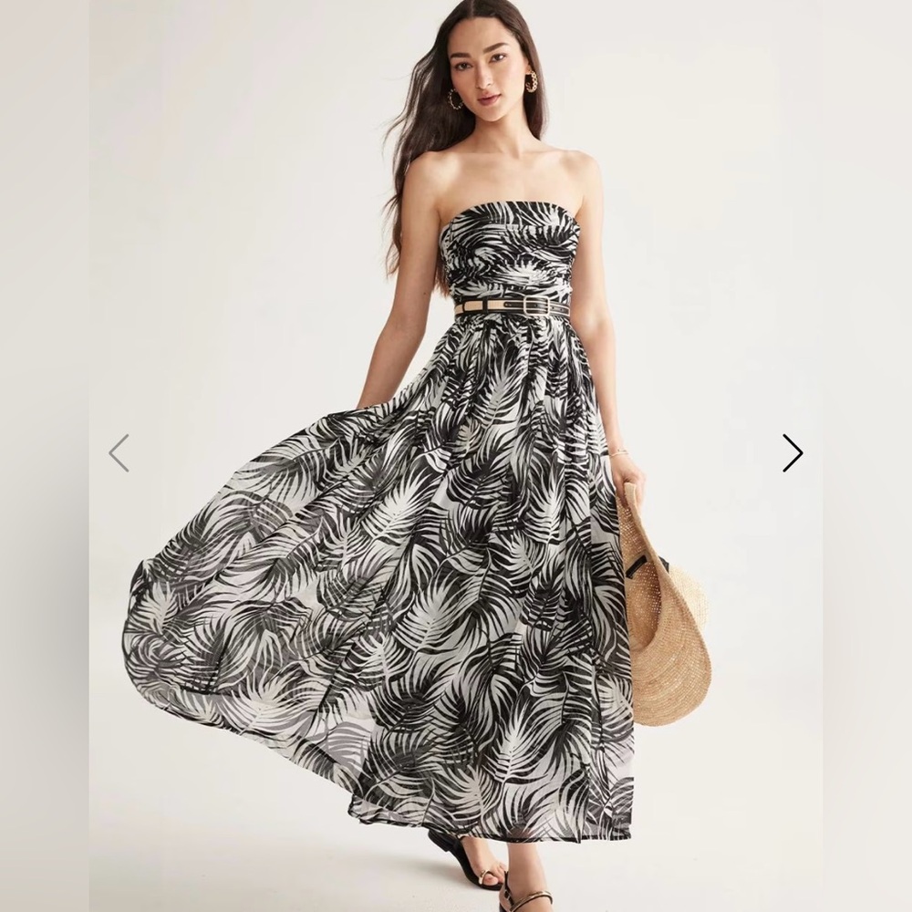 WHBM Strapless Mesh Maxi Dress